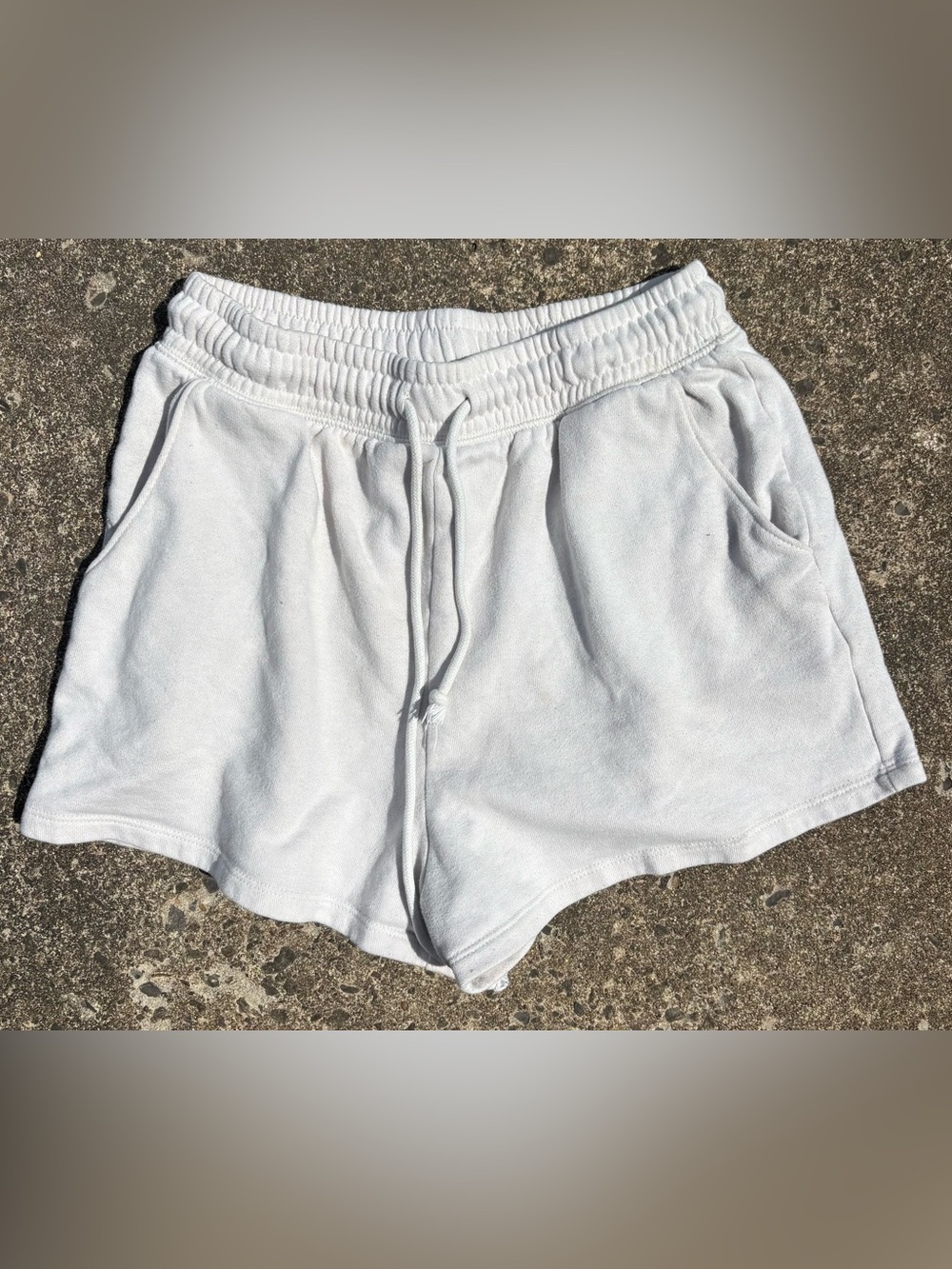 Women's White Athletic Drawstring Shorts